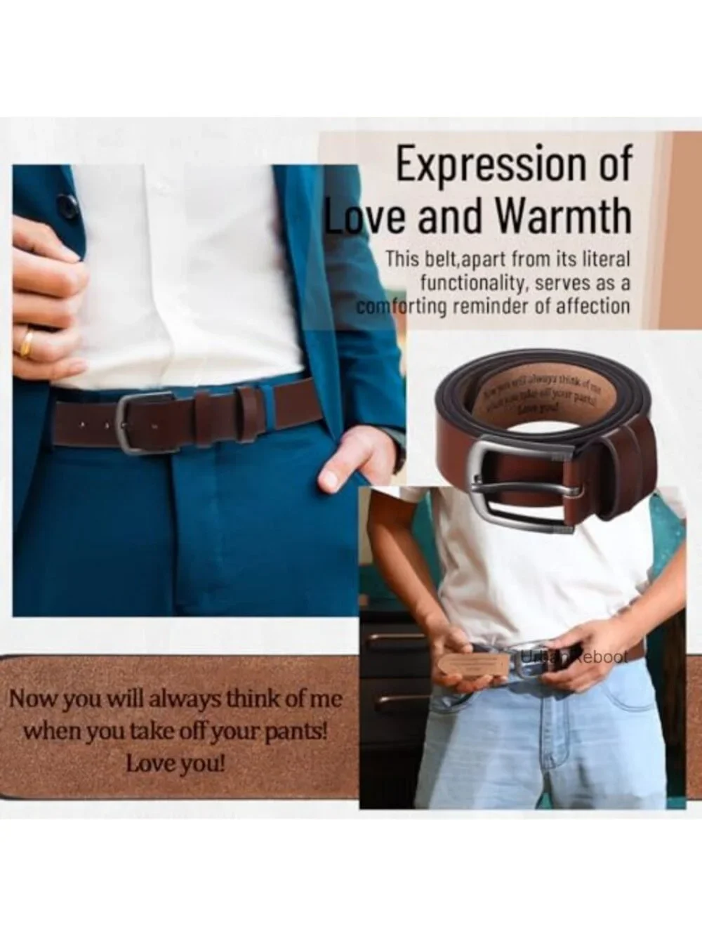 Genuine Leather Men's Belt Personalized Humor Gift Classic Zinc Alloy Buckle